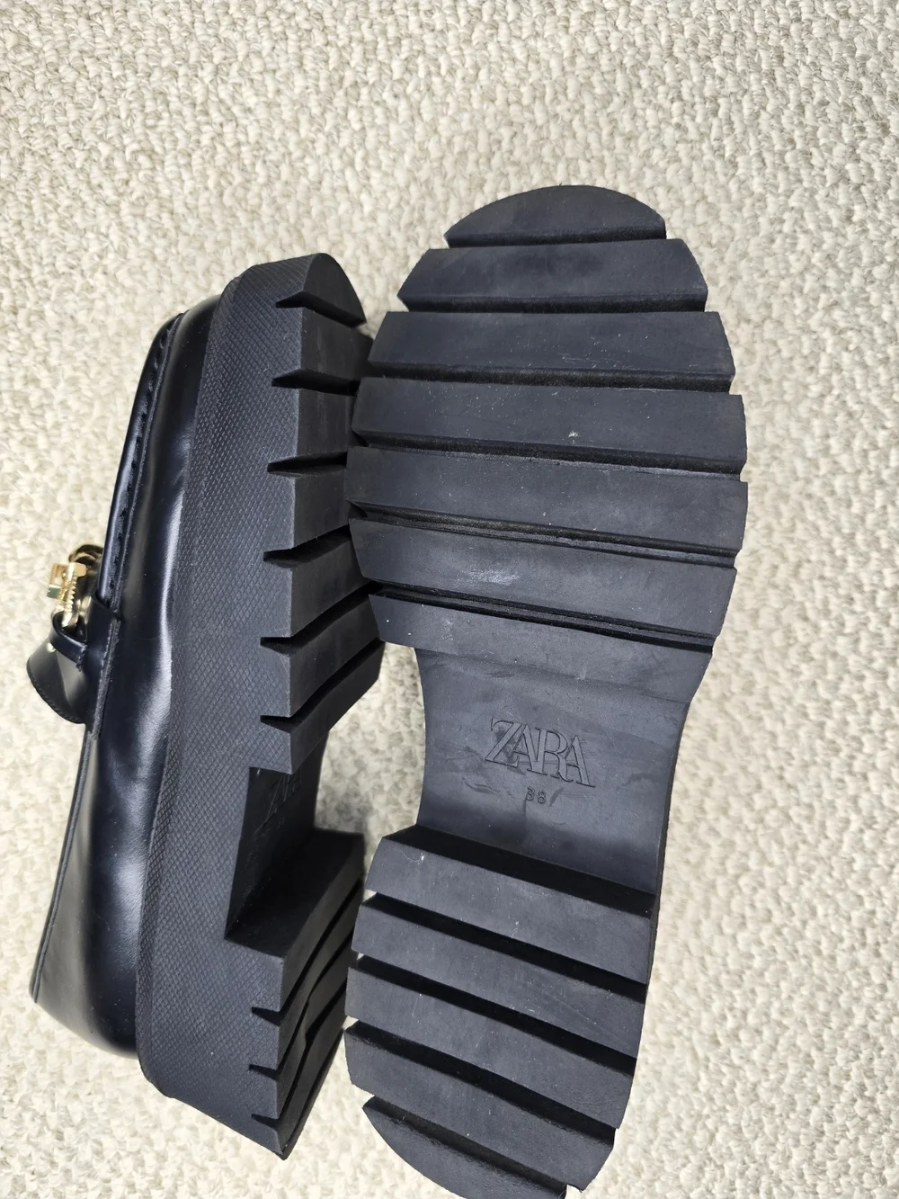 Zara Black Platform Chain Loafers UK 38 US 8